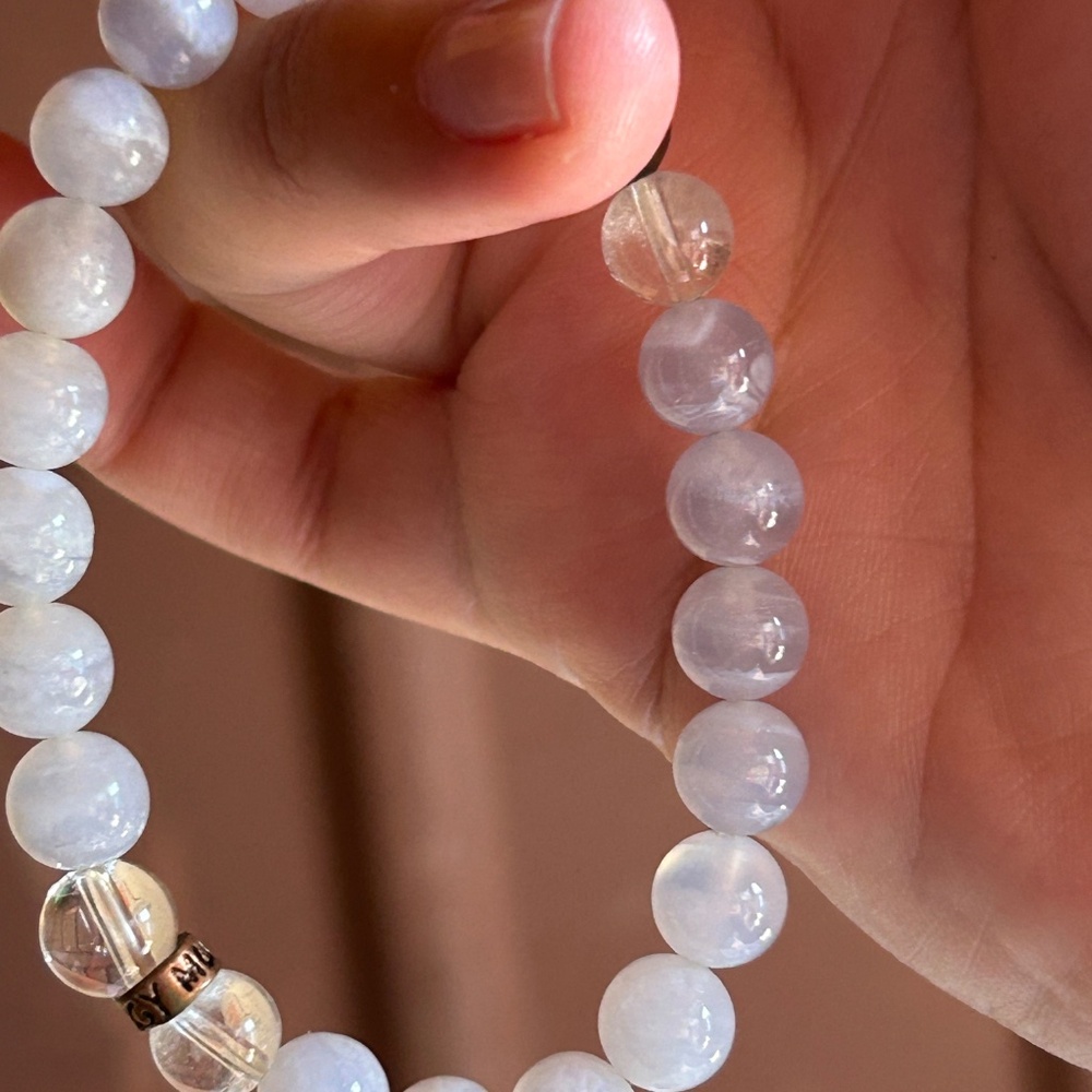 Energy Muse Blue Lace Agate Bracelet Crystal Beads - Picture 2 of 4